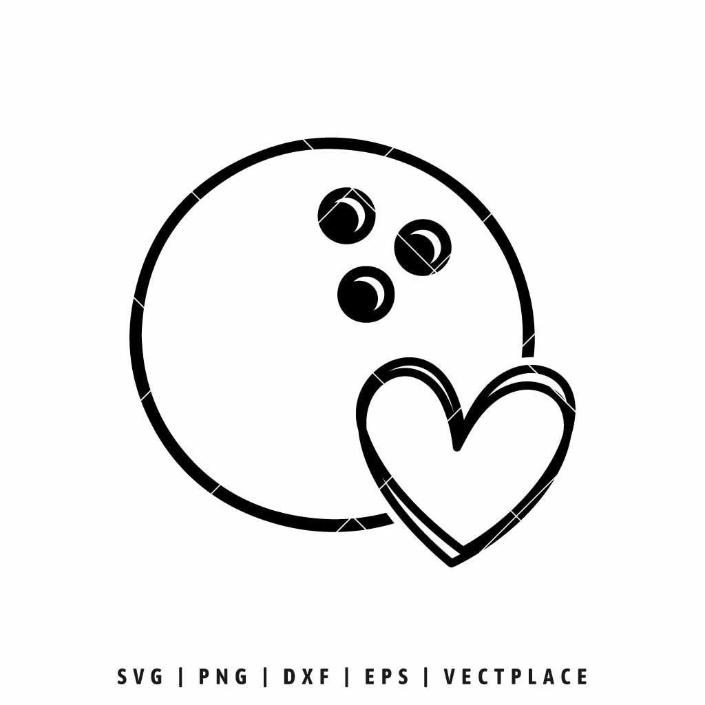 Bowling ball heart SVG cut file for Cricut – love bowling sports design