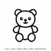 Free baby bear outline SVG cut file featuring a simple and cute baby bear design for Cricut, Silhouette, nursery decor, baby shower crafts, and DIY kids projects.