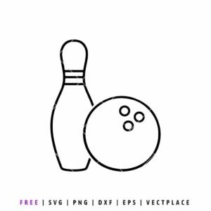 Free Bowling SVG featuring bowling pin and bowling ball cut file for Cricut, Silhouette, and sports crafting projects