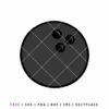 Free bowling ball SVG cut file with three finger holes, simple bowling sports clipart design for Cricut, Silhouette, and DIY craft projects.