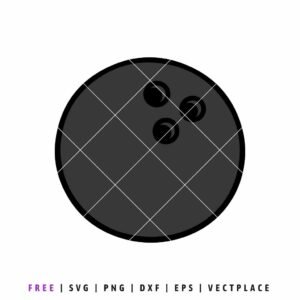 Free bowling ball SVG cut file with three finger holes, simple bowling sports clipart design for Cricut, Silhouette, and DIY craft projects.