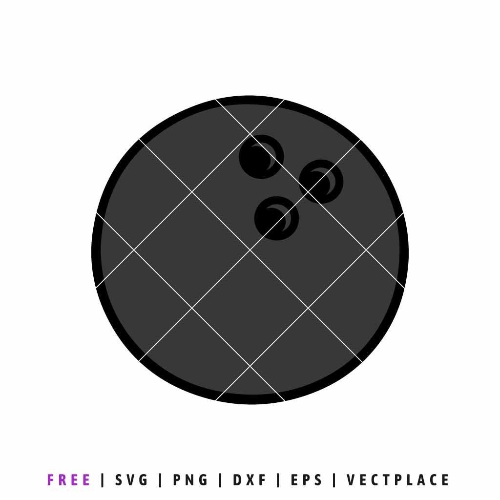 Free bowling ball SVG cut file with three finger holes, simple bowling sports clipart design for Cricut, Silhouette, and DIY craft projects.