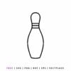 Free minimal bowling pin SVG outline cut file, simple bowling sports clipart design for Cricut, Silhouette, and DIY craft projects.