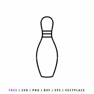 Free minimal bowling pin SVG outline cut file, simple bowling sports clipart design for Cricut, Silhouette, and DIY craft projects.