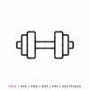 Free line art illustration of a heavy dumbbell with multiple weight plates on each side, representing fitness and bodybuilding.