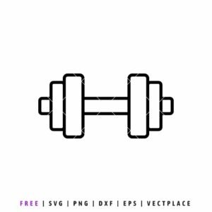 Free line art illustration of a heavy dumbbell with multiple weight plates on each side, representing fitness and bodybuilding.