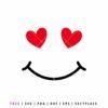 Free heart eyes smiley SVG featuring a cute smiling face, cut file for Cricut and Silhouette