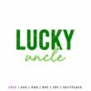 Lucky Uncle SVG St. Patrick’s Day quote design in green lettering for uncle shirts, matching family outfits, Cricut projects, Silhouette crafts, and DIY holiday apparel.