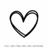 Free heart outline SVG featuring a simple heart line design, cut file for Cricut and Silhouette